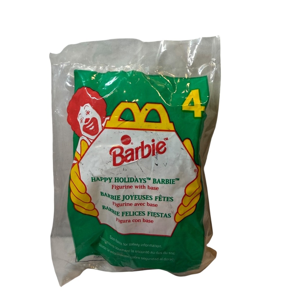 Vintage 1996 McDonalds Happy‎ Meal Happy Holidays Barbie Figurine Toy 4 Sealed